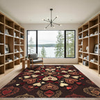 Rich Red Vintage Heart Medallion Rug
