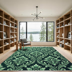 Emerald Green Classic Floral Medallion Rug