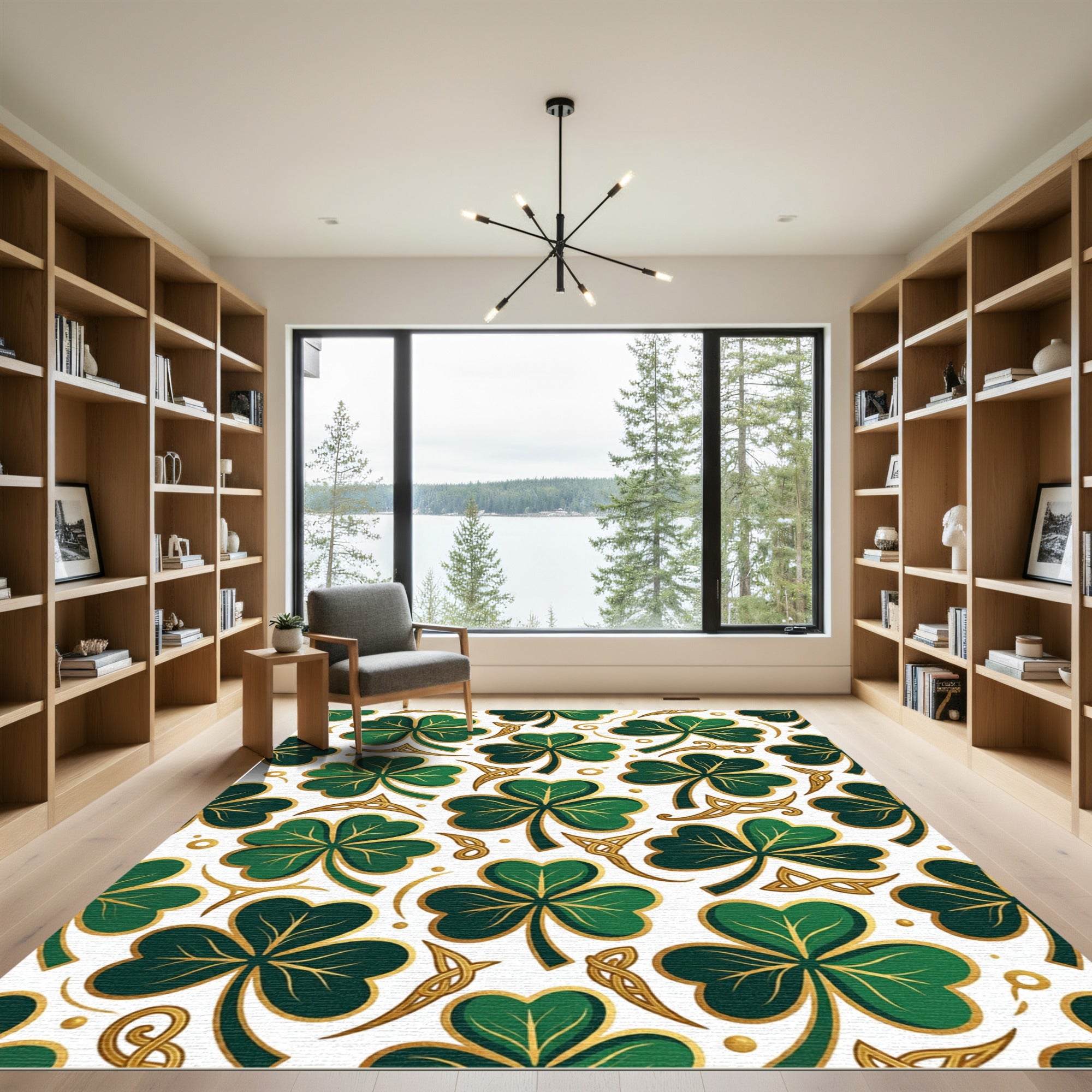 Emerald Shamrock Gold Celtic Knot Accent Rug