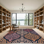 Rich Amber Floral Damask Repeating Rug