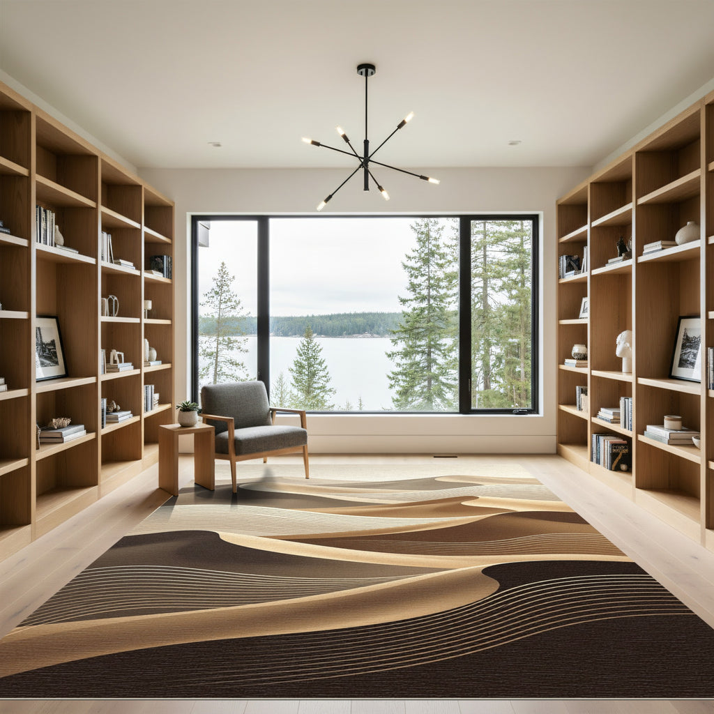 Modern Minimalist Earthy Wave Rug