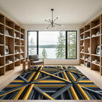 Tantalizing Yellow Gray Geometric Overlay Rug