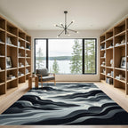 Monochromatic Misty Mountain River Rug