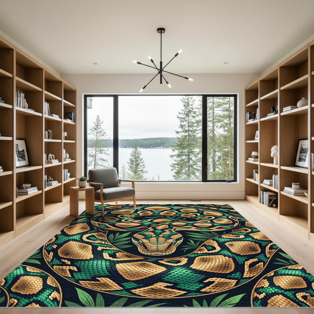 Emerald Gold Python Jungle Pattern Rug