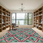 Pink Rose Lattice Bamboo Geometric Rug