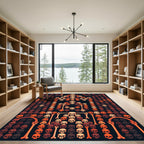 Gothic Symmetrical Skull Bone Mosaic Rug