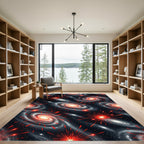 Cosmic Red Swirl Galaxy Night Rug
