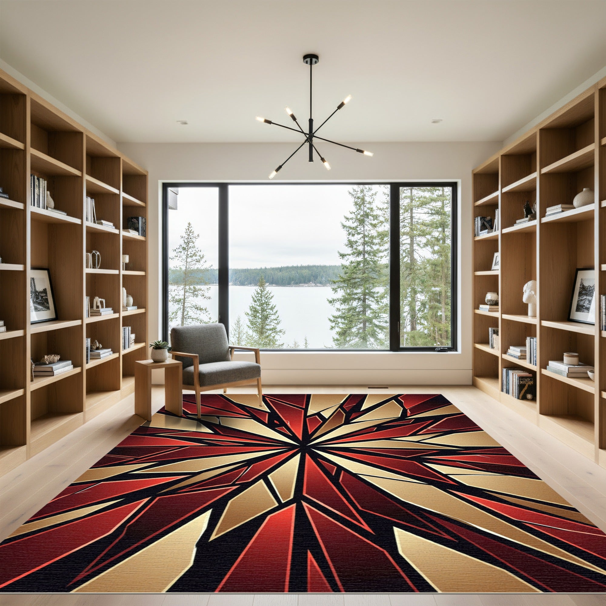 Crimson Gold Shattered Starburst Rug
