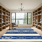 Navy Blue Striped Nautical Knot Rug