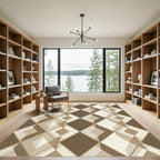 Modern Geometric Taupe Diamond Rug