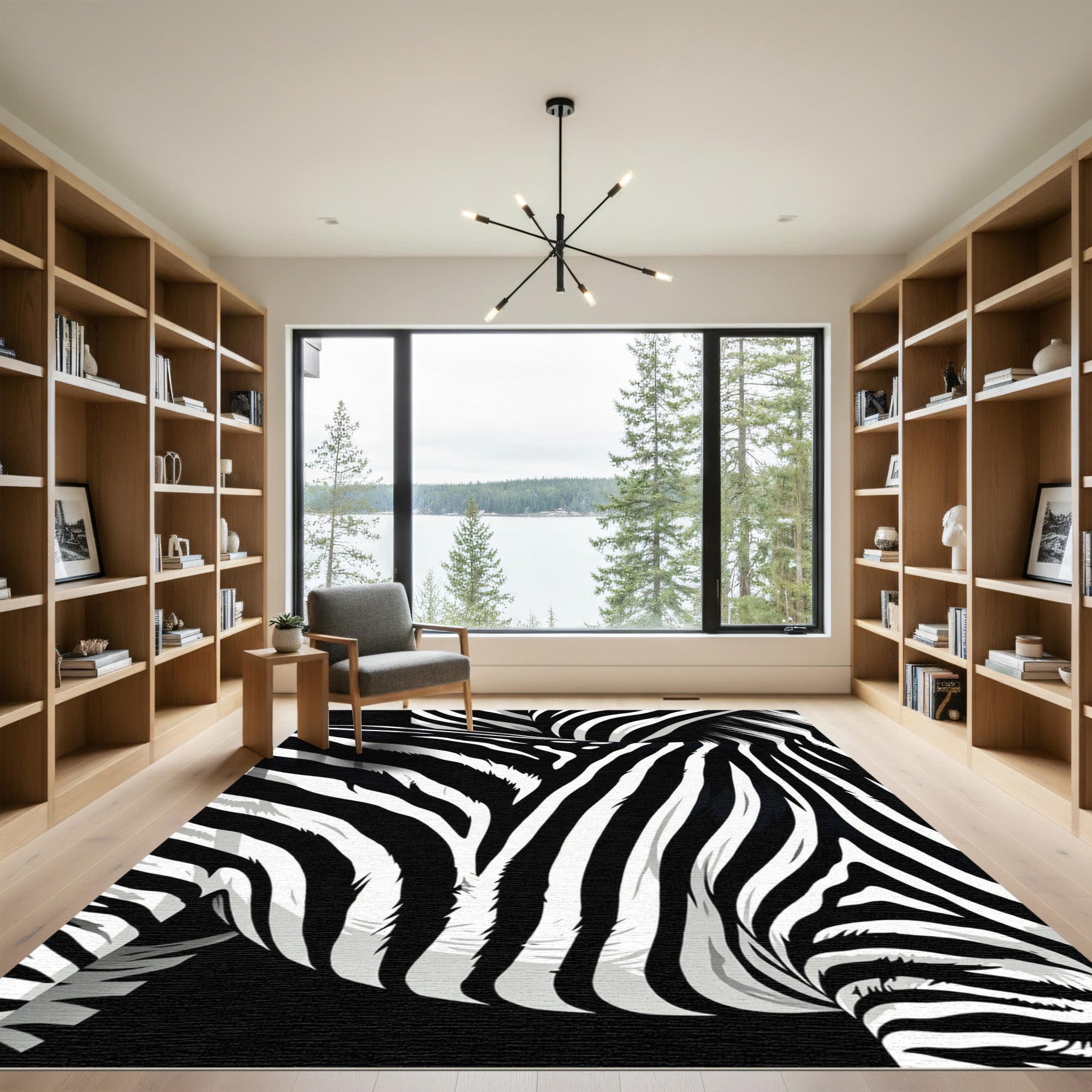 Bold Monochrome Zebra Animal Stripe Rug