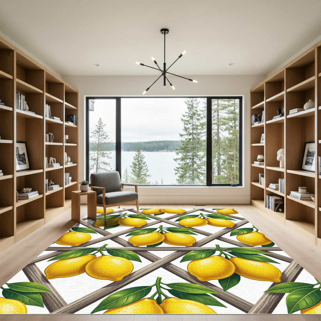 Sunny Lemon Lattice Trellis Rug