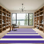Classic Indigo Cream Horizontal Stripes Rug