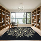 Intricate Cream Mandala Floral Design Rug