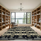 Monochromatic Geometric Tribal Arrow Cream Black Rug