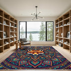 Vibrant Red Fox Mandala Art Rug
