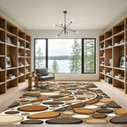 Contemporary Earth Tone River Stone Path Rug