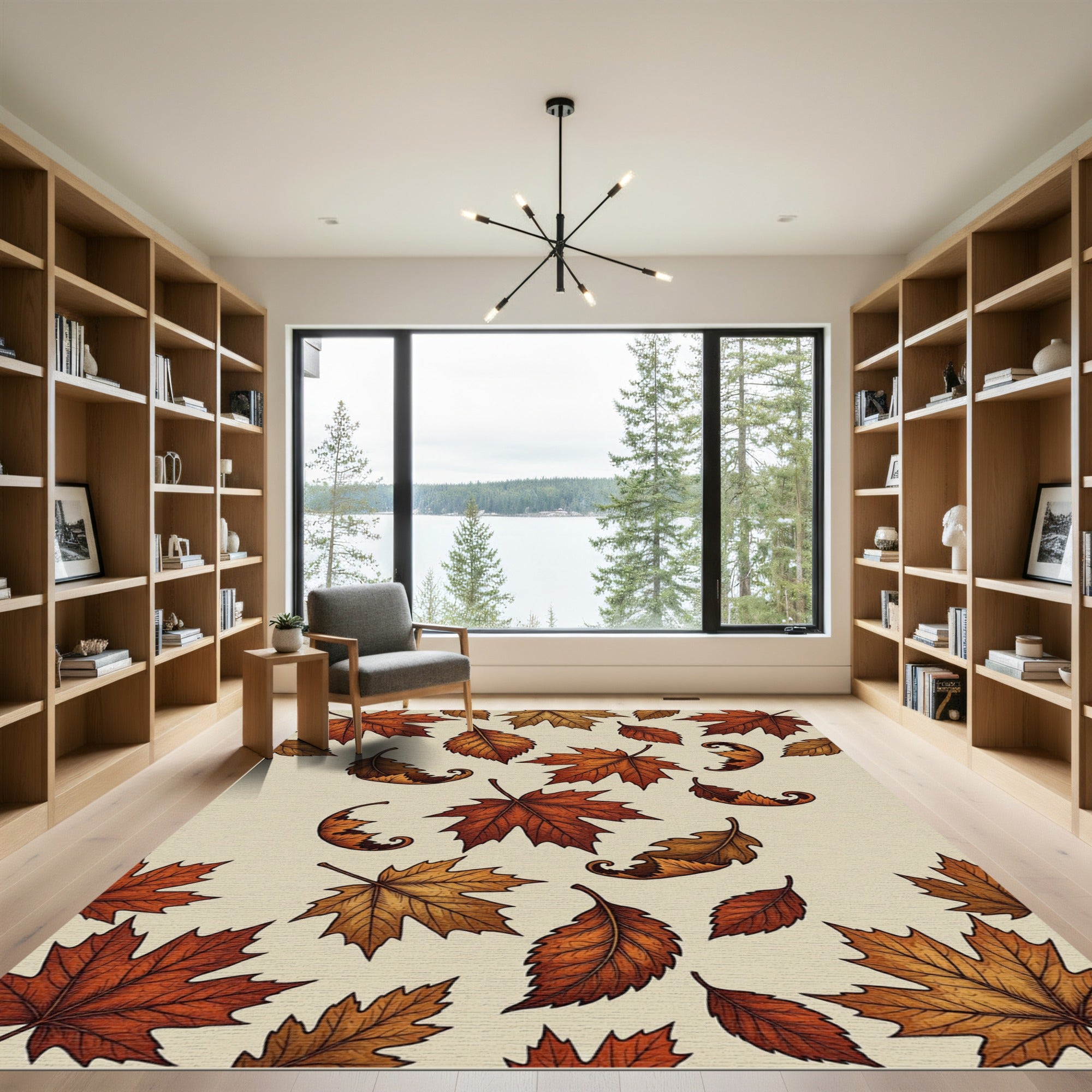 Cozy Autumnal Harvest Falling Leaves Rug