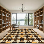 Earthy Houndstooth Tooth Pattern Rug