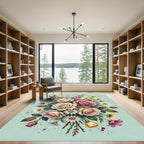 Romantic Blush Pink Rose Garden Bouquet Rug