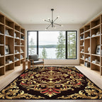 Ornate Gold Red Scrollwork Rug