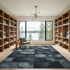 Charcoal Cracked Brick Texture Rug