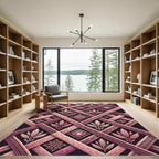 Blush Geometric Diamond Botanical Grid Rug