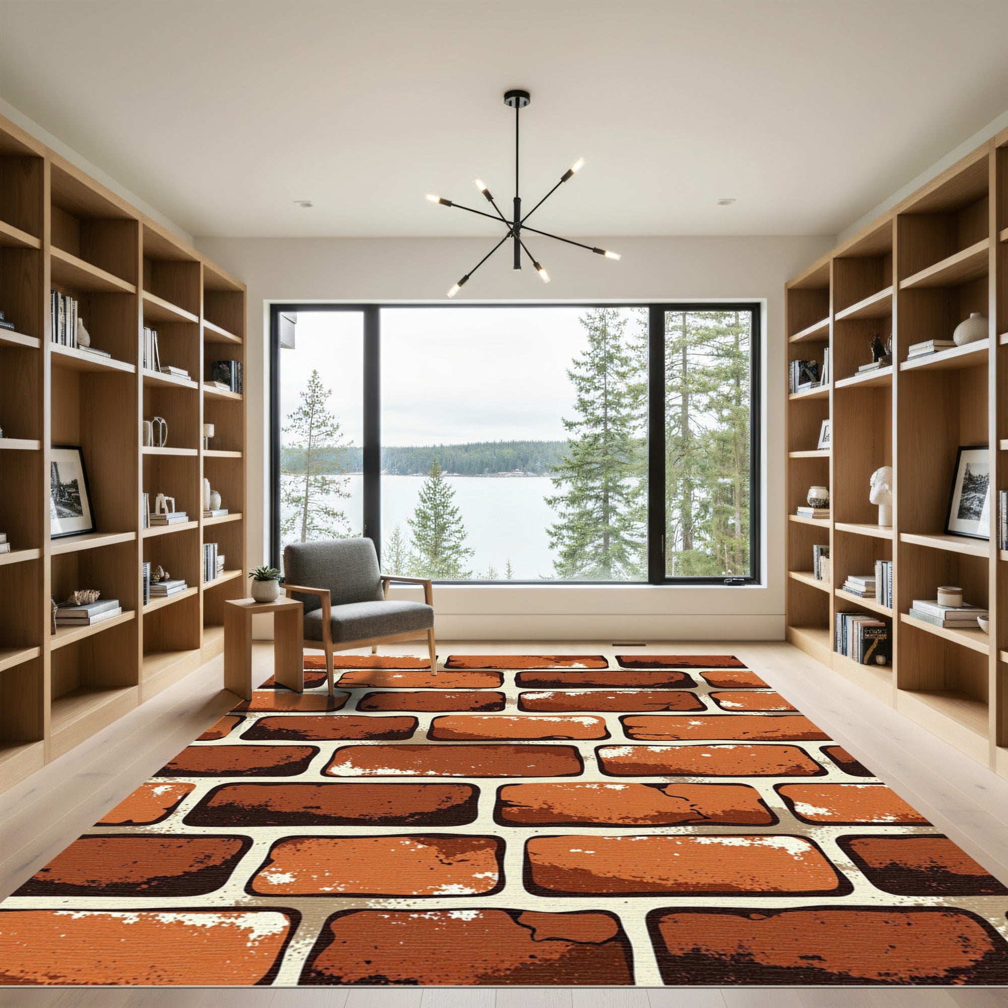 Rustic Orange Brick Texture Rug