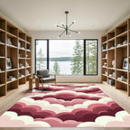 Ethereal Crimson Cloud Layered Abstract Rug