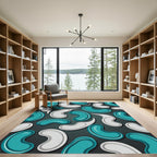 Aqua White Jelly Bean Scatter Rug