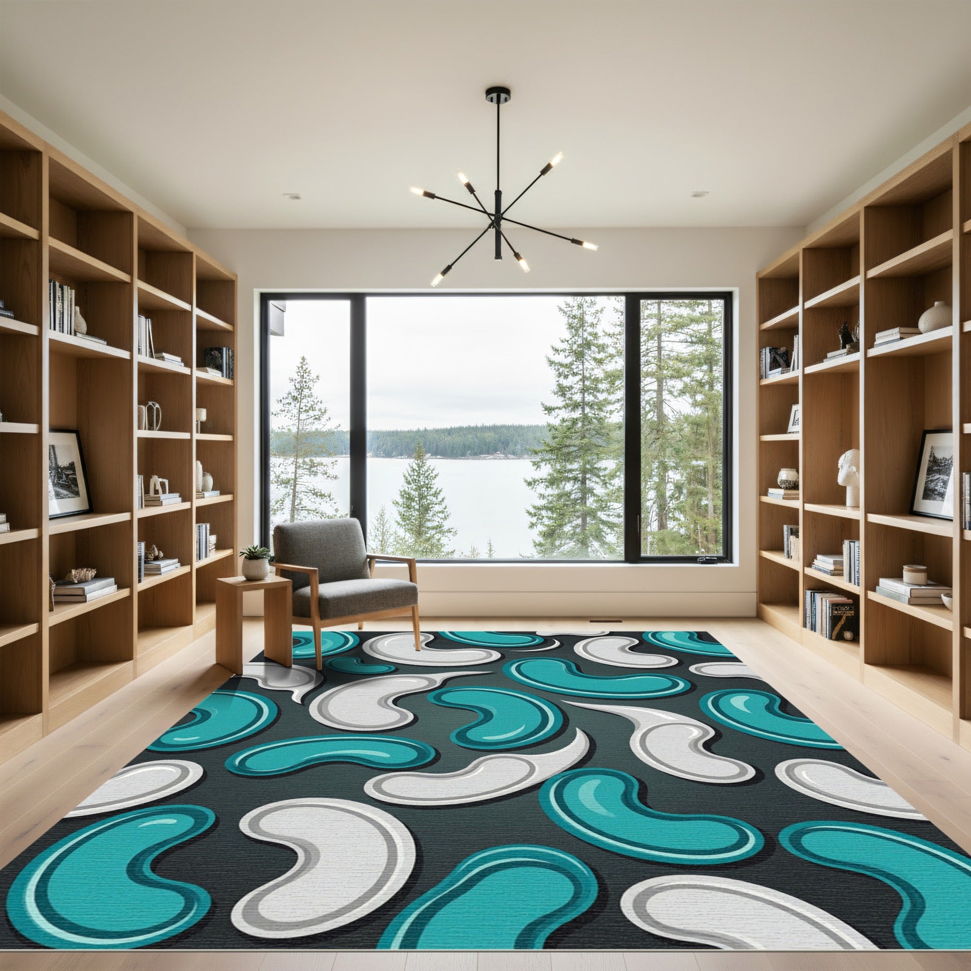 Aqua White Jelly Bean Scatter Rug