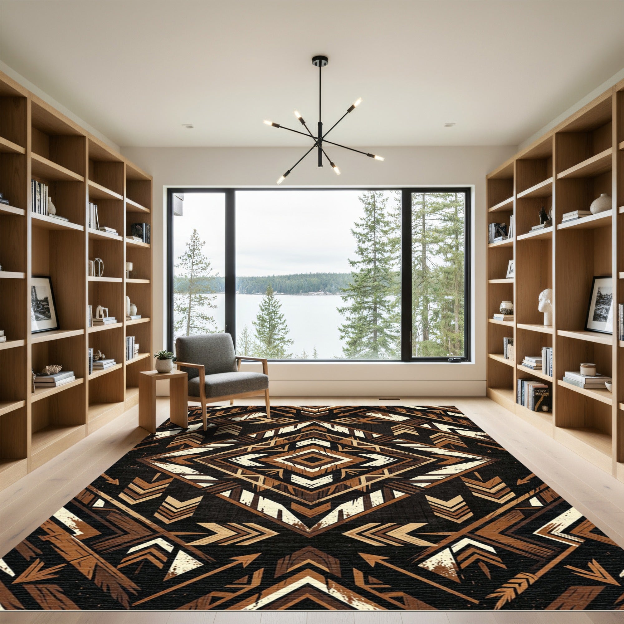 Earthy Tone Geometric Diamond Arrow Rug