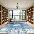 Blue Sky Grid Lines Layered Rug