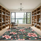 Pink Blossom Branch Serene Background Rug
