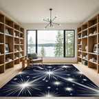 Radiant Silver Starry Night Celestial Rug