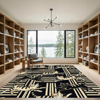 Playful Tabby Cats on Striped Background Rug