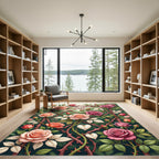 Romantic Rose Trellis Garden Bloom Rug