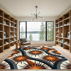 Midcentury Orange Starry Slate Swirl Rug