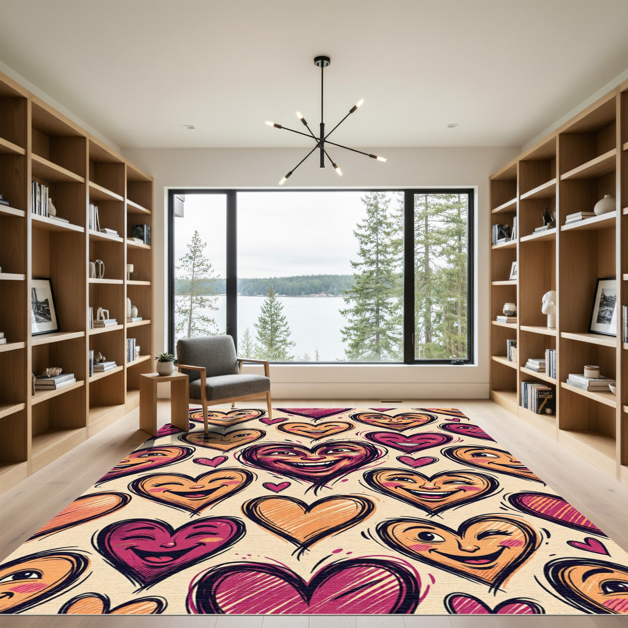 Joyful Hearts With Grinning Faces Rug