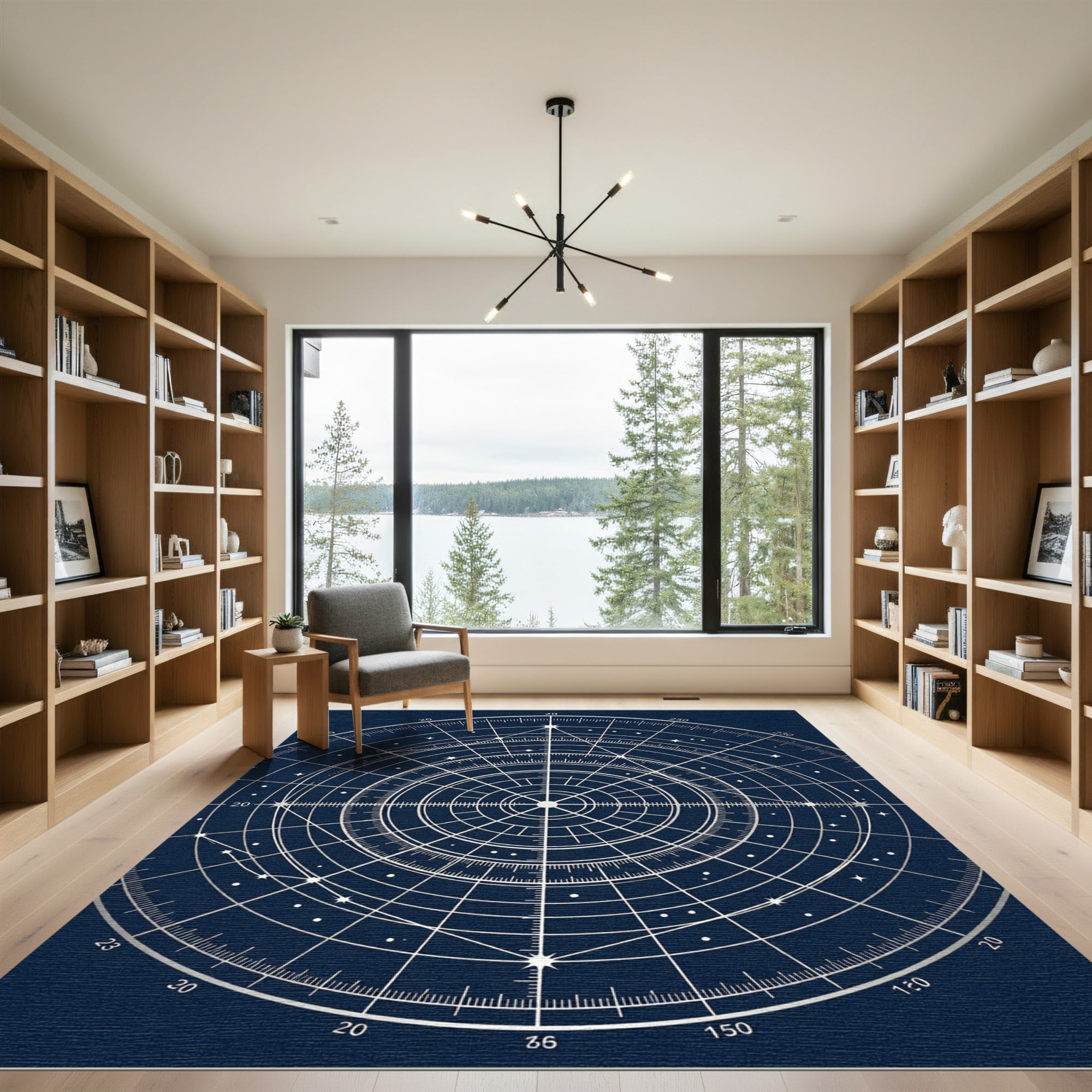 Celestial Navy Blue Astral Map Rug
