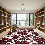 Deep Red Blossom Hearts Pattern Rug