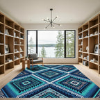 Blue Geometric Aztec Diamond Echo Rug
