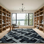 Monochromatic Interlocking Geometric Bars Rug