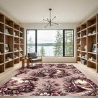 Vintage Dusty Rose Floral Urn Landscape Rug