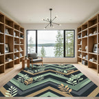 Earthy Chevron Foliage Botanical Art Rug