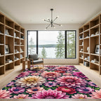 Vibrant Pink Dahlia Floral Garden Rug
