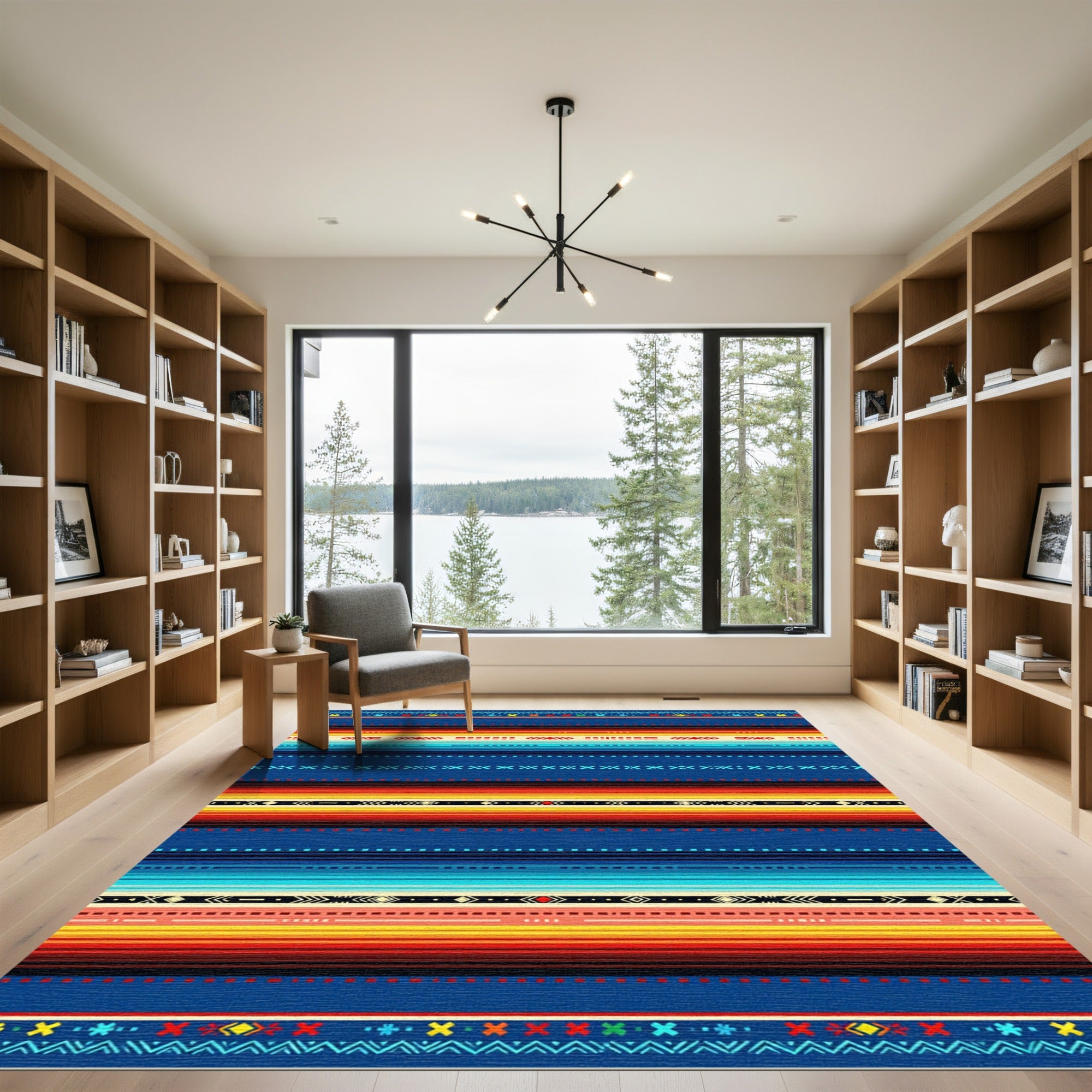 Vibrant MultiColor Southwestern Striped Geometric Blanket Rug