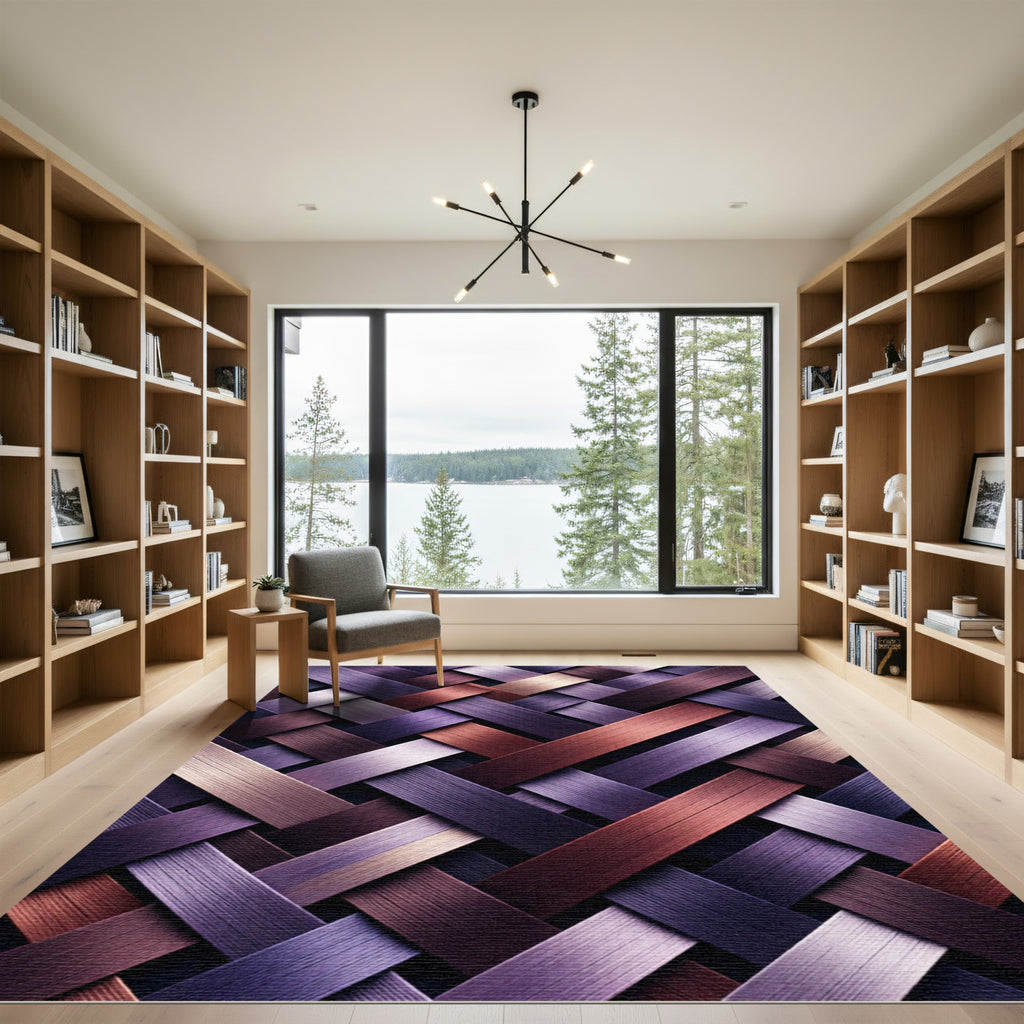 Woven Plum Copper Diagonal Threads Rug