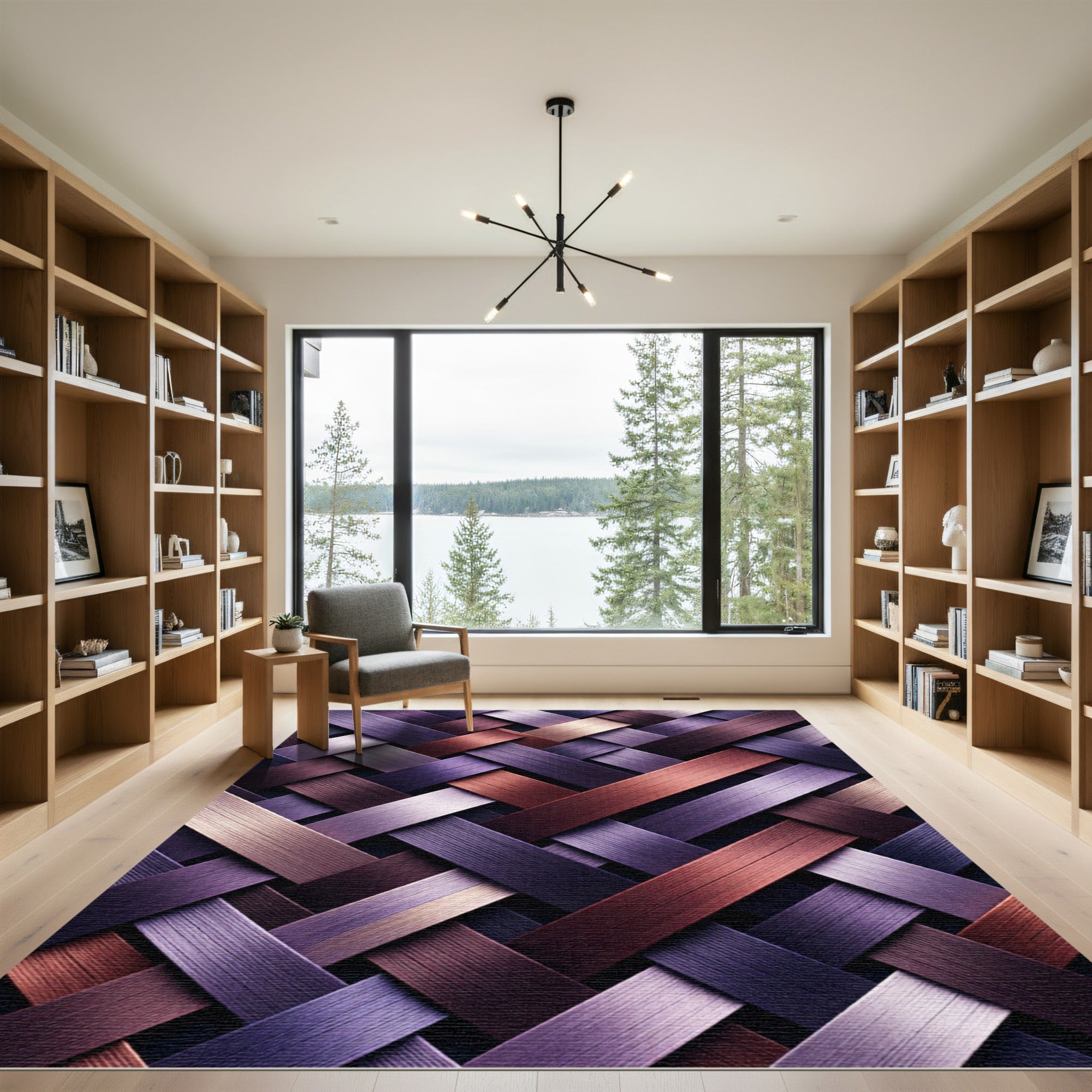 Woven Plum Copper Diagonal Threads Rug