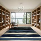 Modern Navy and Cream Abstract Horizon Rug